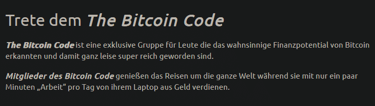 Bitcoin Code Erfahrung